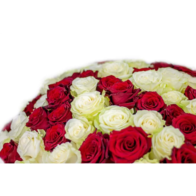 Boquet of white and red roses